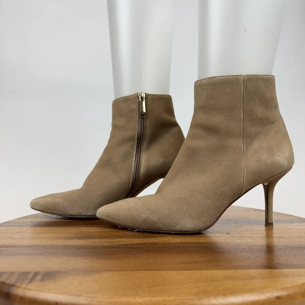 Womens L'Agence Aimee Beige Leather Heeled Comfort Ankle Booties‎ Size EU 38.5